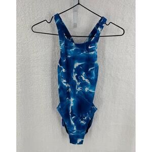 Nike Blue One-Piece Nike‎ Logo Womens Swimsuit Size 28 GRL 12